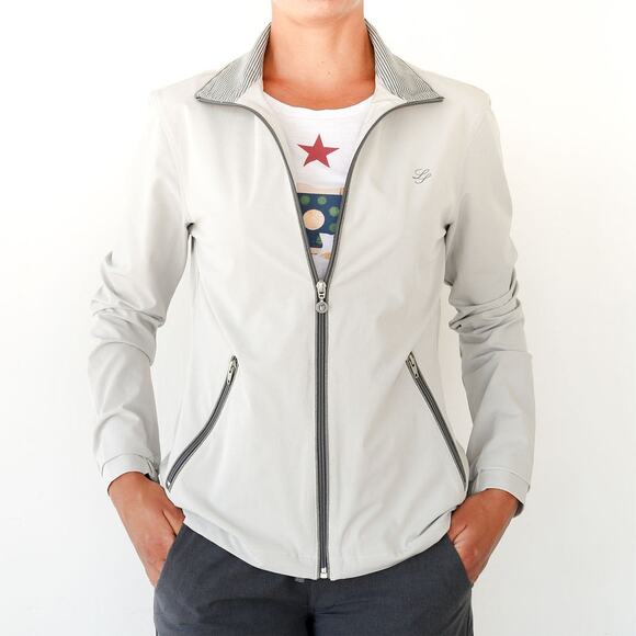 LINKSOUL Chalk Full-Zip Windbreaker Jacket Gray Long Sleeves Golf Women's M - Picture 2 of 11